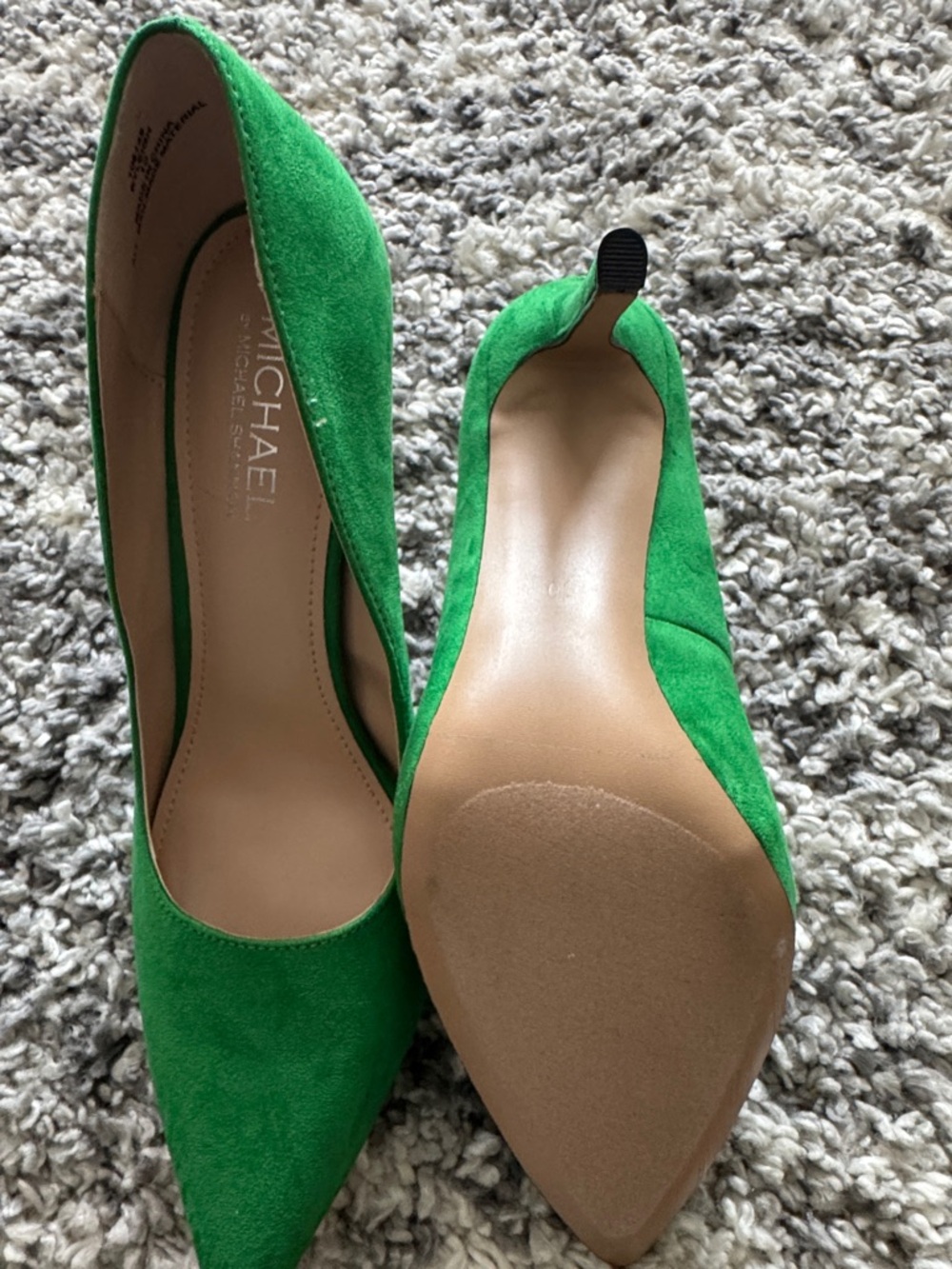 MICHAEL Michael Shannon Green Suede Pointed Toe Pumps - Picture 4 of 7